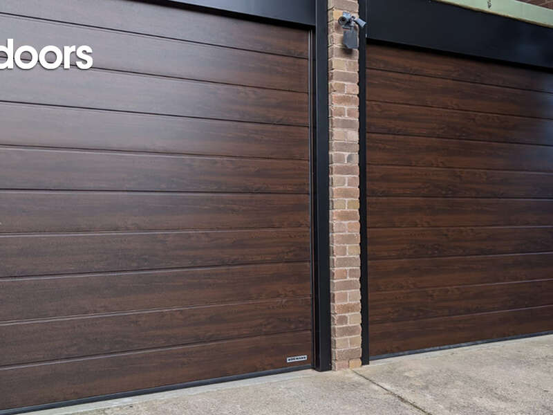 4Ddoors Sectional Garage Door - M-Ribbed Profile in colour 'Dark Oak', with a Decograin Finish